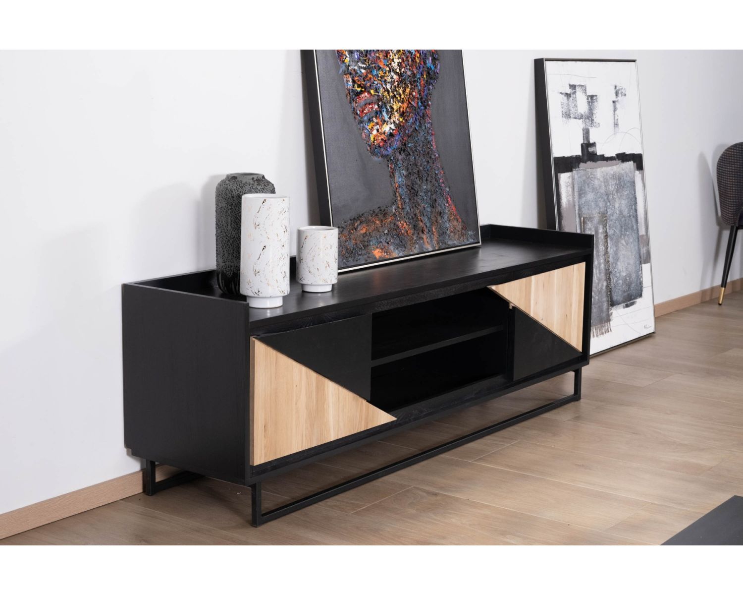 Mueble para la tele de 180 cm con 2 puertas, de madera maciza «Trace»