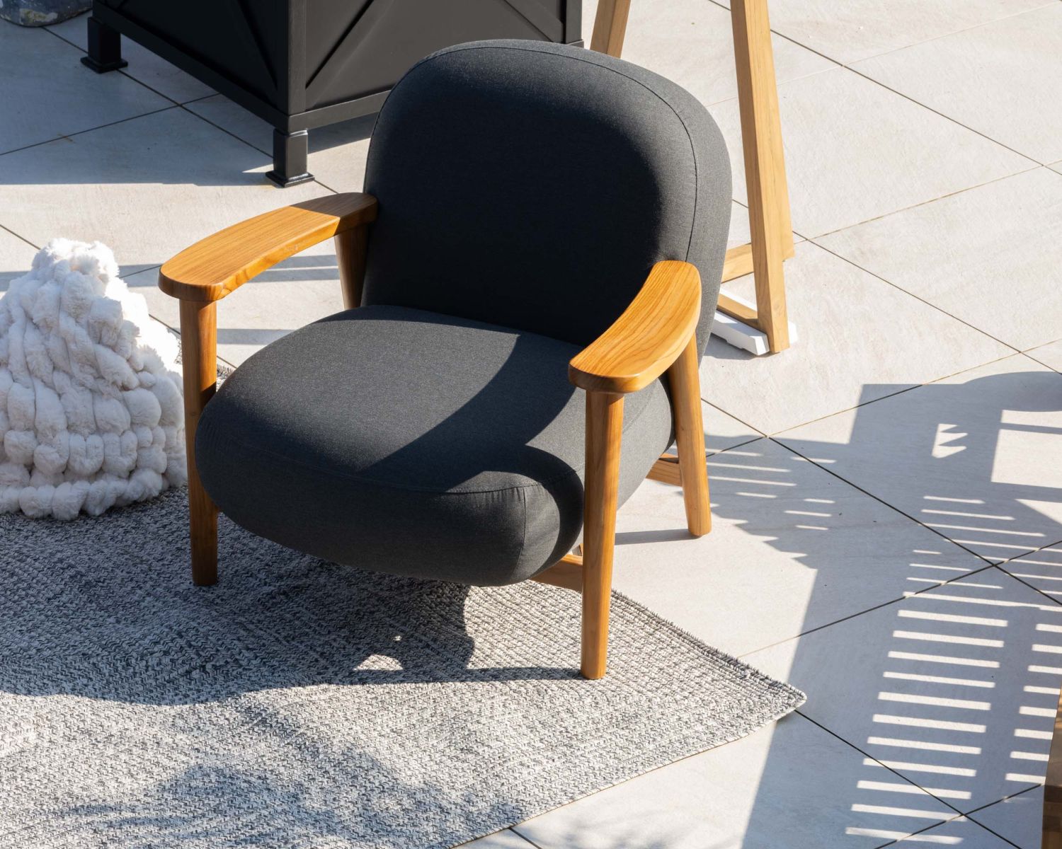 Conjunto de sofá y sillón de jardín de tela gris oscuro «Aristochair»
