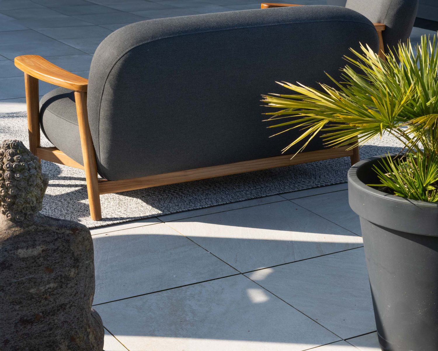 Conjunto de sofá y sillón de jardín de tela gris oscuro «Aristochair»