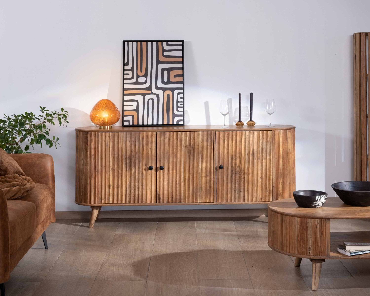 Aparador retro de 3 puertas de acacia maciza «Boomer», 175 cm