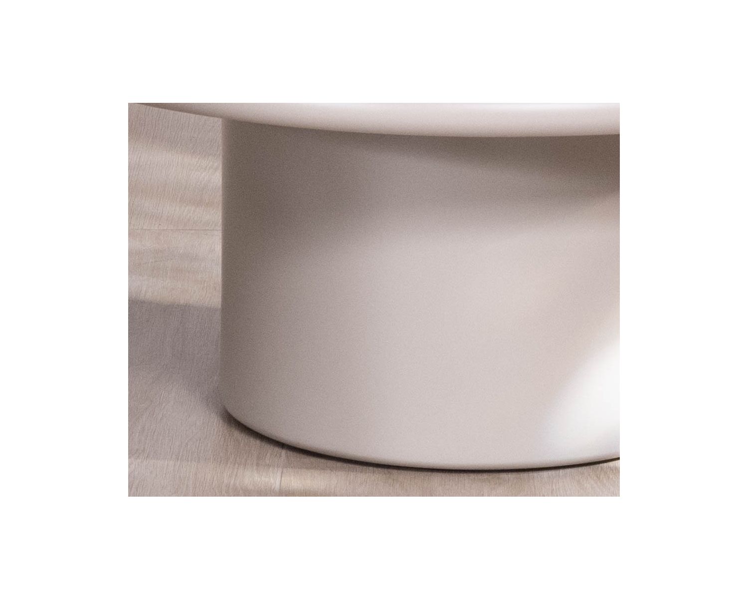 Mesa de centro redonda y minimalista «Nalya», en color beige, con pie central