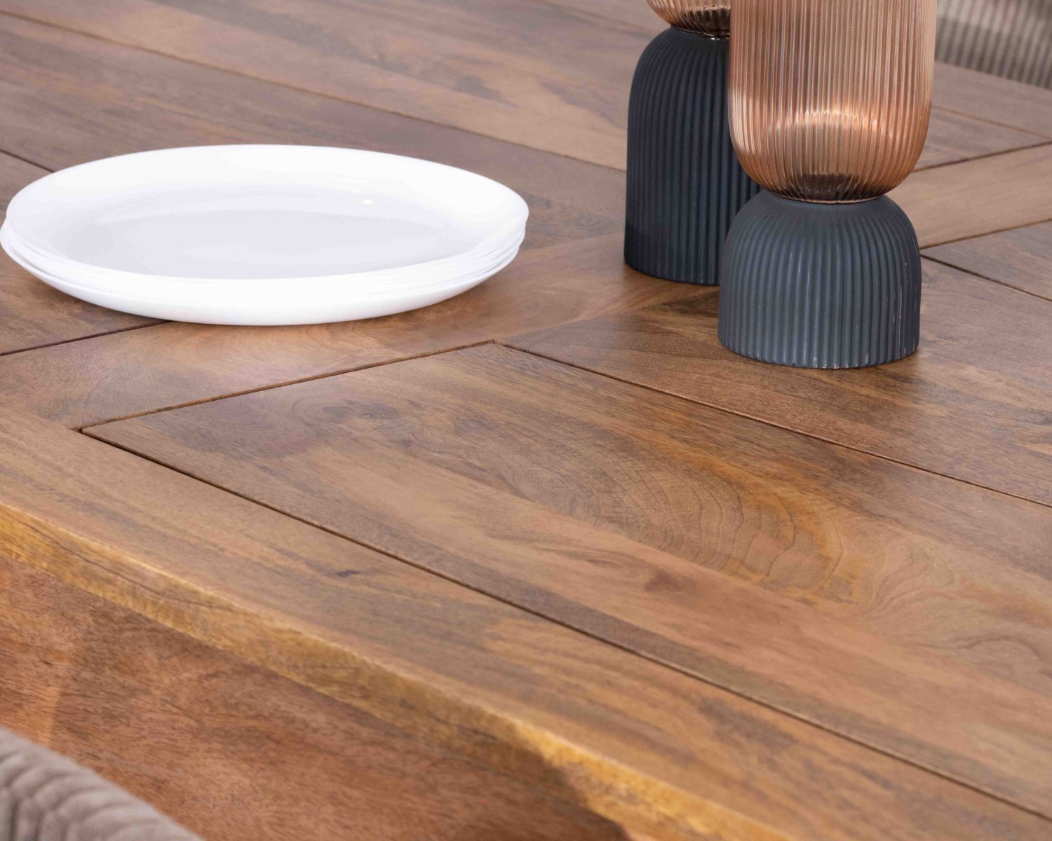 Mesa de comedor extensible de 200 a 290 cm «Jappy» en madera de mango oscuro