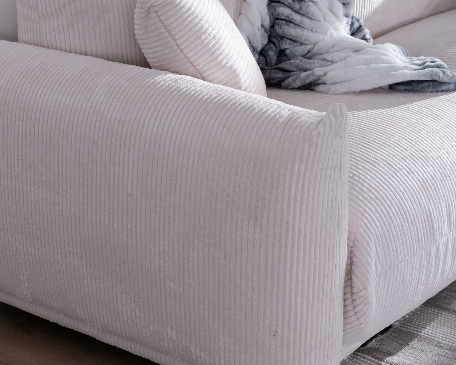 Sofá retro de 3 plazas de terciopelo blanco «Moon»