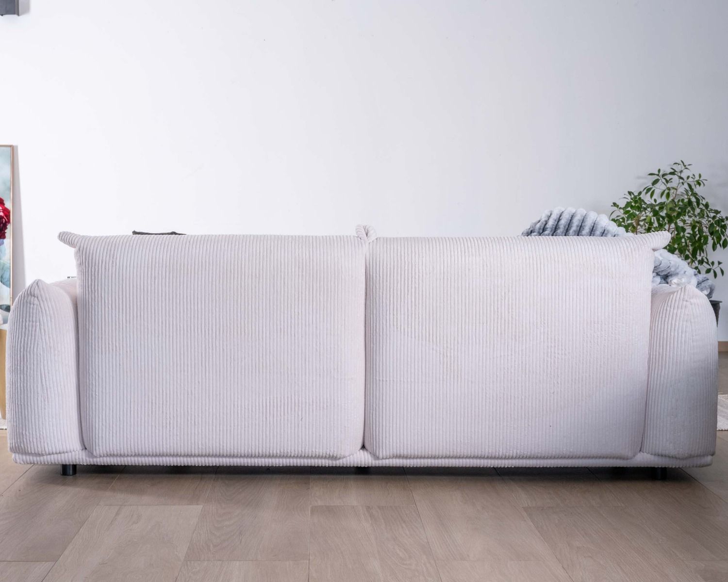 Sofá retro de 3 plazas de terciopelo blanco «Moon»