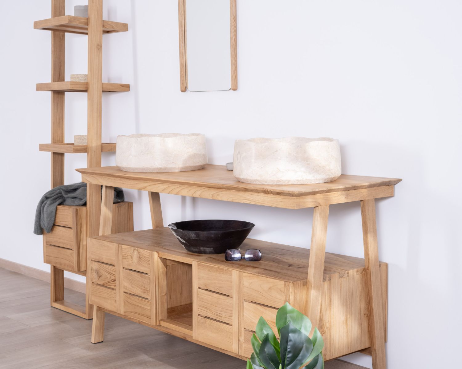 Lavabo redondo de mármol para encastrar, con un diseño minimalista «Stone»