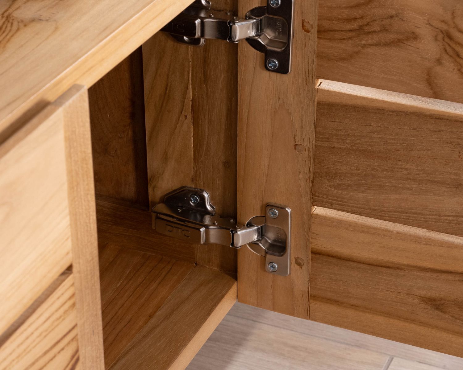 Mueble bajo lavabo de estilo japandi de 120 cm en teca «Beau Matin» 