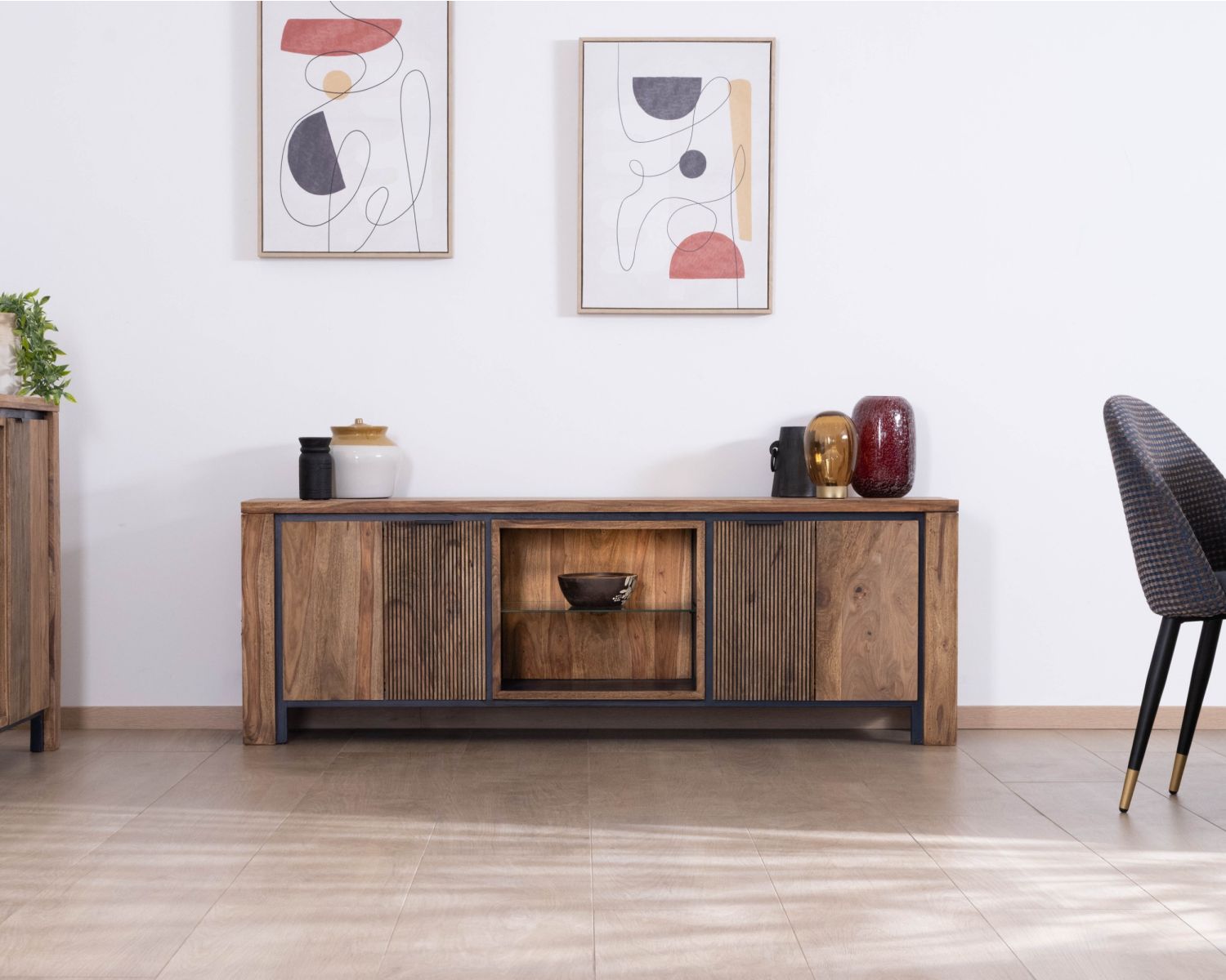 Mueble para la televisión 175 de palisandro y acacia con iluminación LED «Enoa»