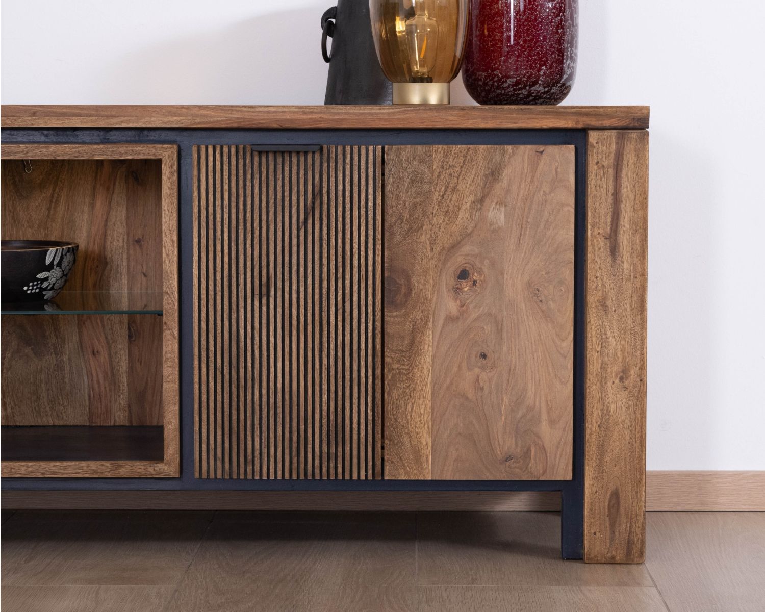 Mueble para la televisión 175 de palisandro y acacia con iluminación LED «Enoa»