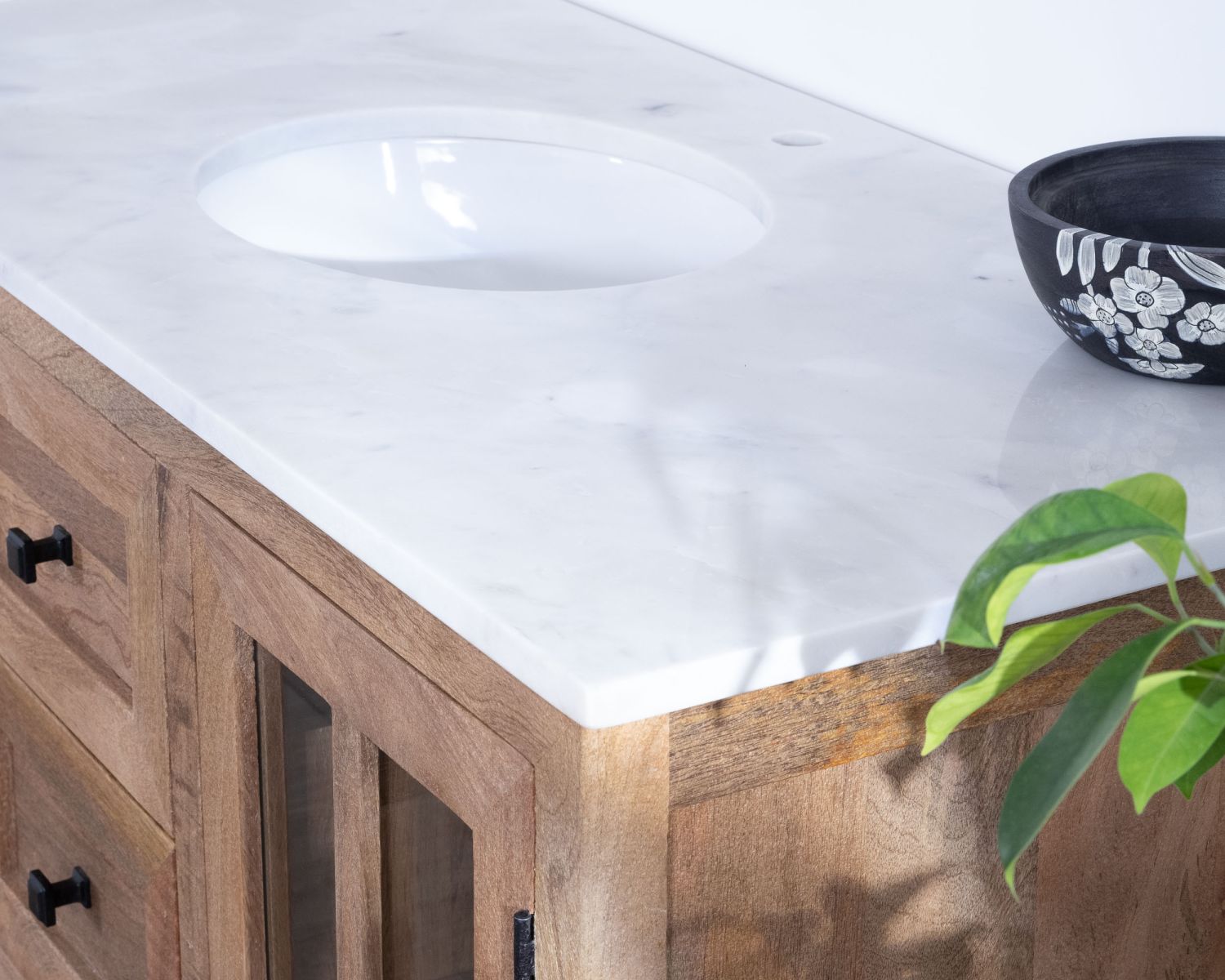 Mueble de baño con lavabo simple de 120 cm «Maestro», de madera de mango