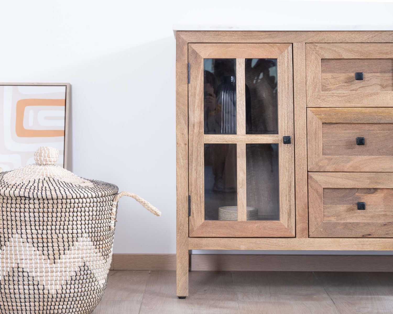 Mueble de baño con lavabo simple de 120 cm «Maestro», de madera de mango