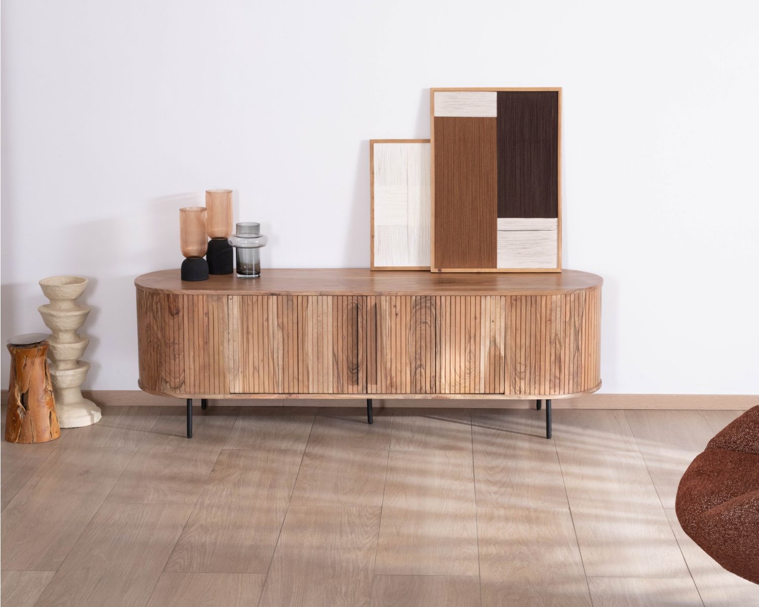 Mueble para la tele de estilo retro en madera de acacia «Bopee», 175 cm