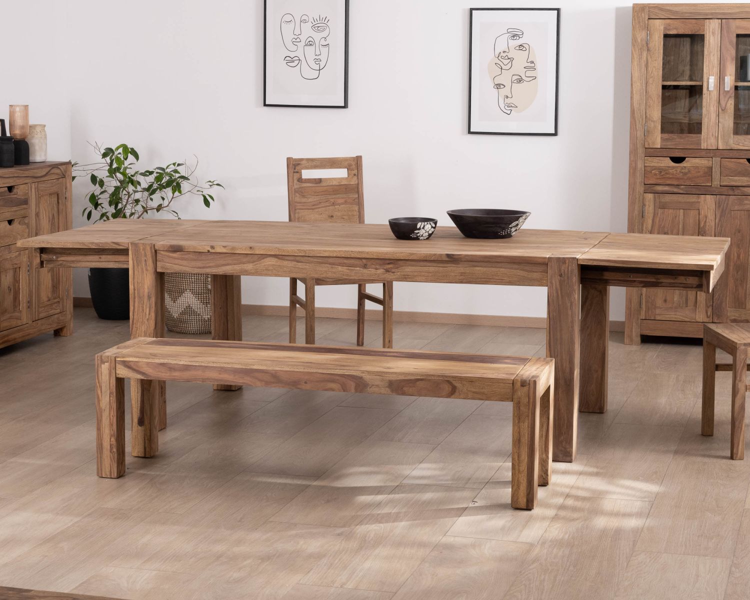 Mesa de comedor extensible de palisandro «Kalanohé», 180 cm