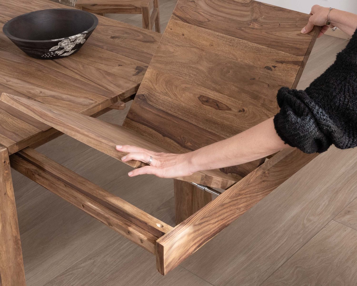 Mesa de comedor extensible de palisandro «Kalanohé», 180 cm