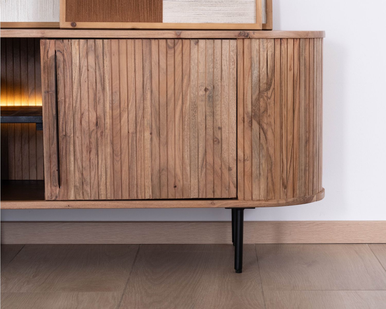 Mueble para la tele de diseño retro de 175 cm «Bopee» con iluminación LED
