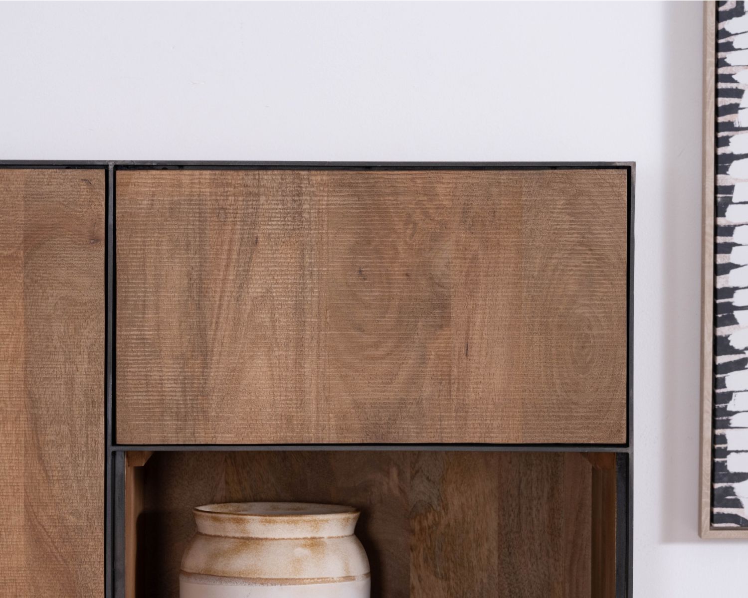 Cajonera de madera maciza de mango con 2 puertas «Santo», de estilo minimalista