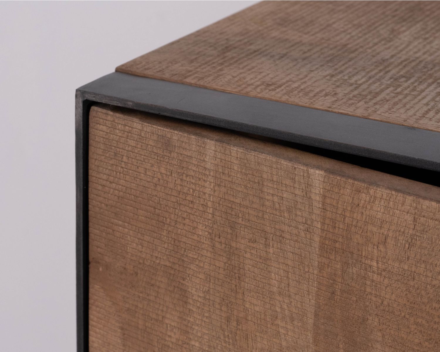 Cajonera de madera maciza de mango con 2 puertas «Santo», de estilo minimalista