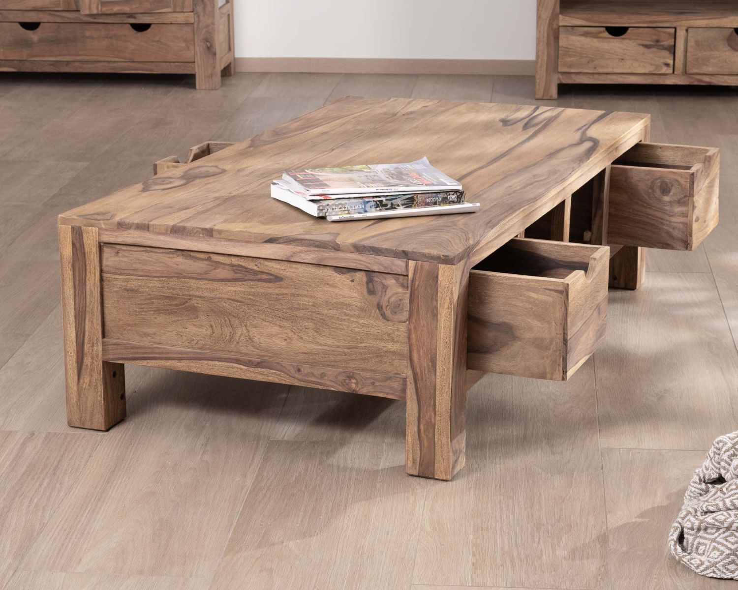 Mesa de salón de 135 cm con cajones a ambos lados «Kalanohé», de palisandro