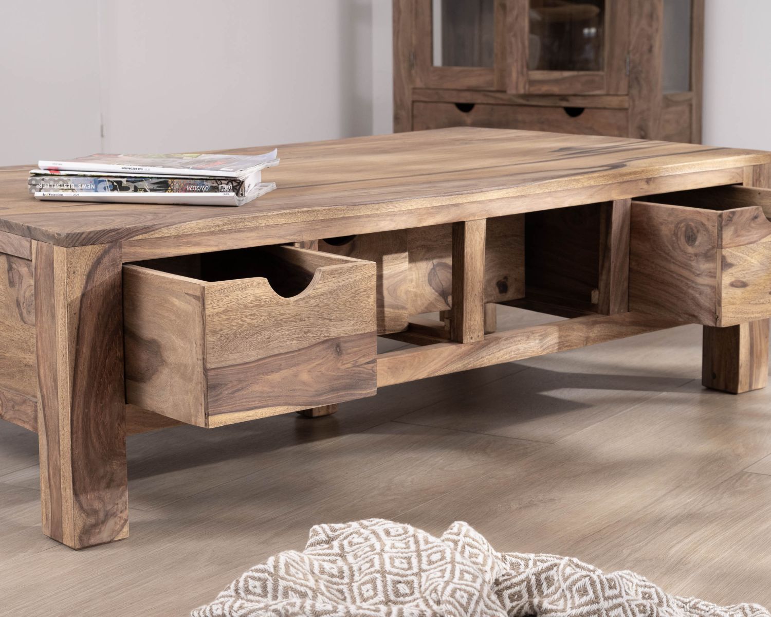 Mesa de salón de 135 cm con cajones a ambos lados «Kalanohé», de palisandro