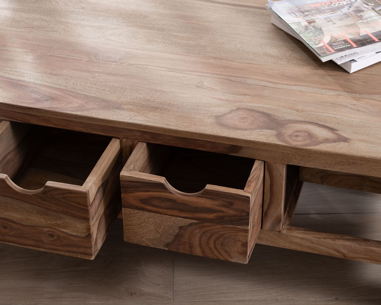 Mesa de salón de 135 cm con cajones a ambos lados «Kalanohé», de palisandro