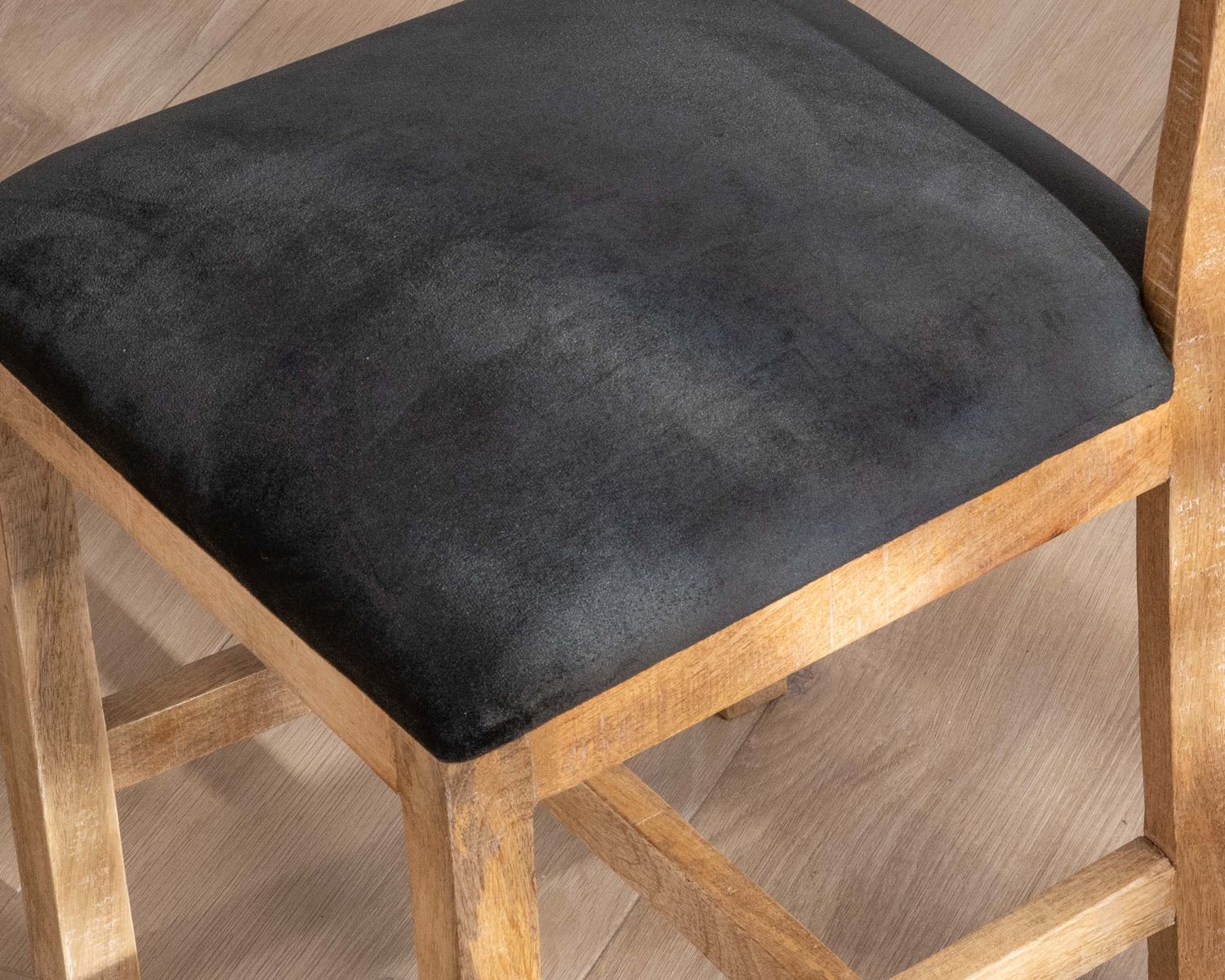 Juego de 2 sillas de comedor de madera de mango sin tratar «Manoha» con asiento tapizado