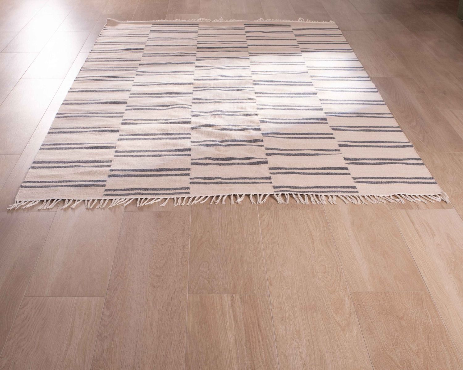 Alfombra grande blanca con rayas azules, de 200 x 300 cm, «Ethnic»