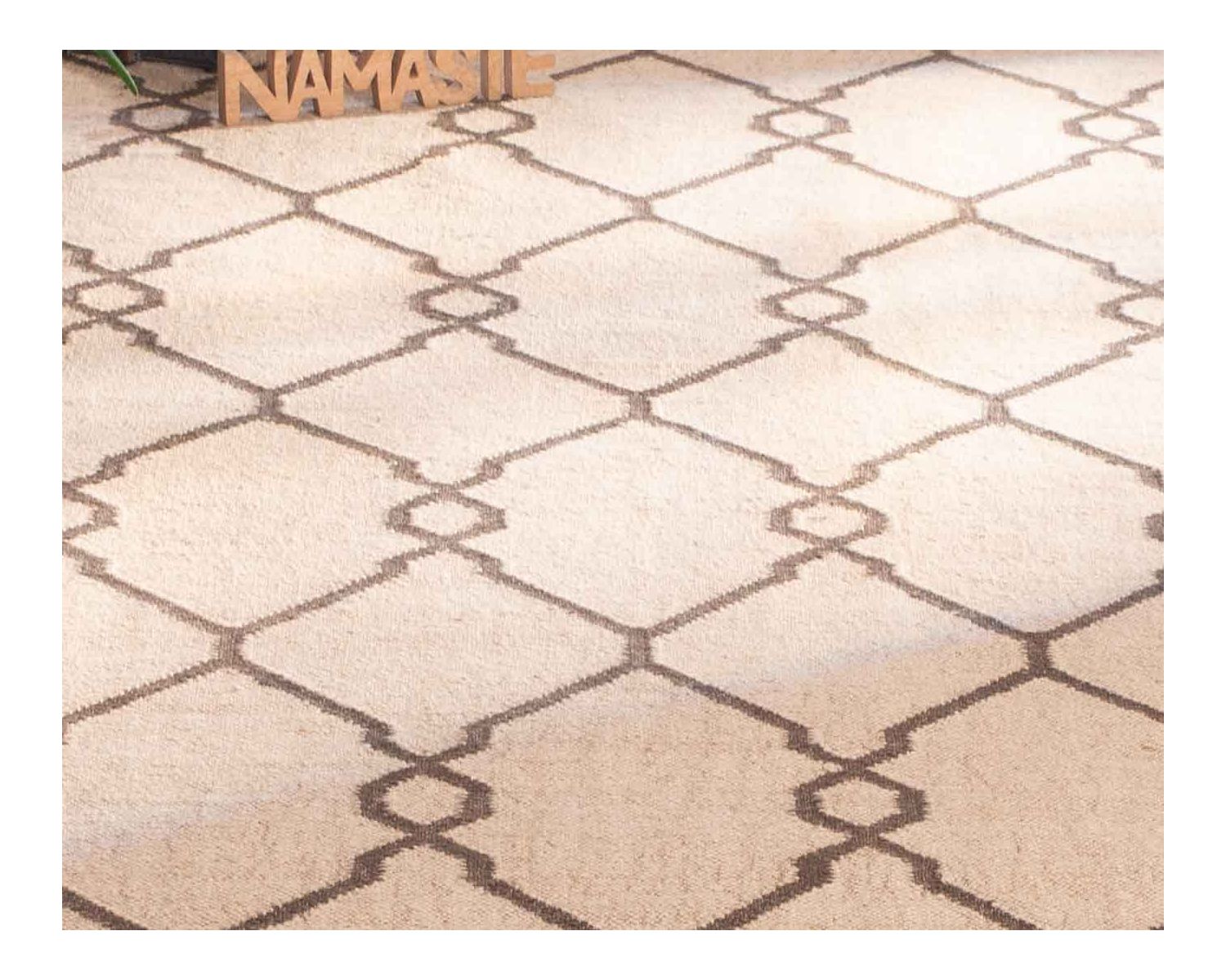Alfombra de yute y lana estilo kilim, color beige, modelo «Cocoon», de 200 x 300 cm