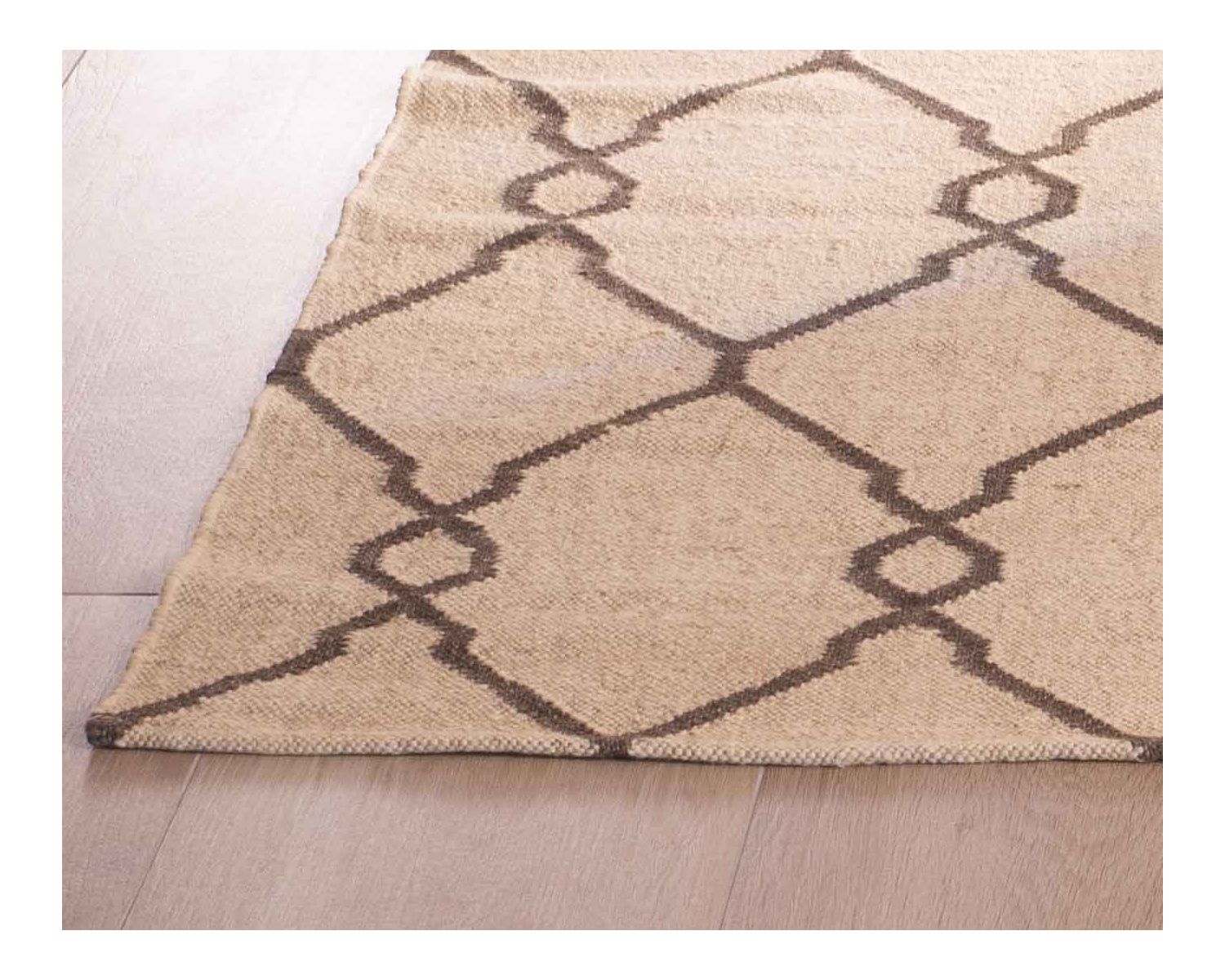 Alfombra kilim beige con motivos bereberes, de lana y yute, modelo «Cocoon», de 120 x 180 cm