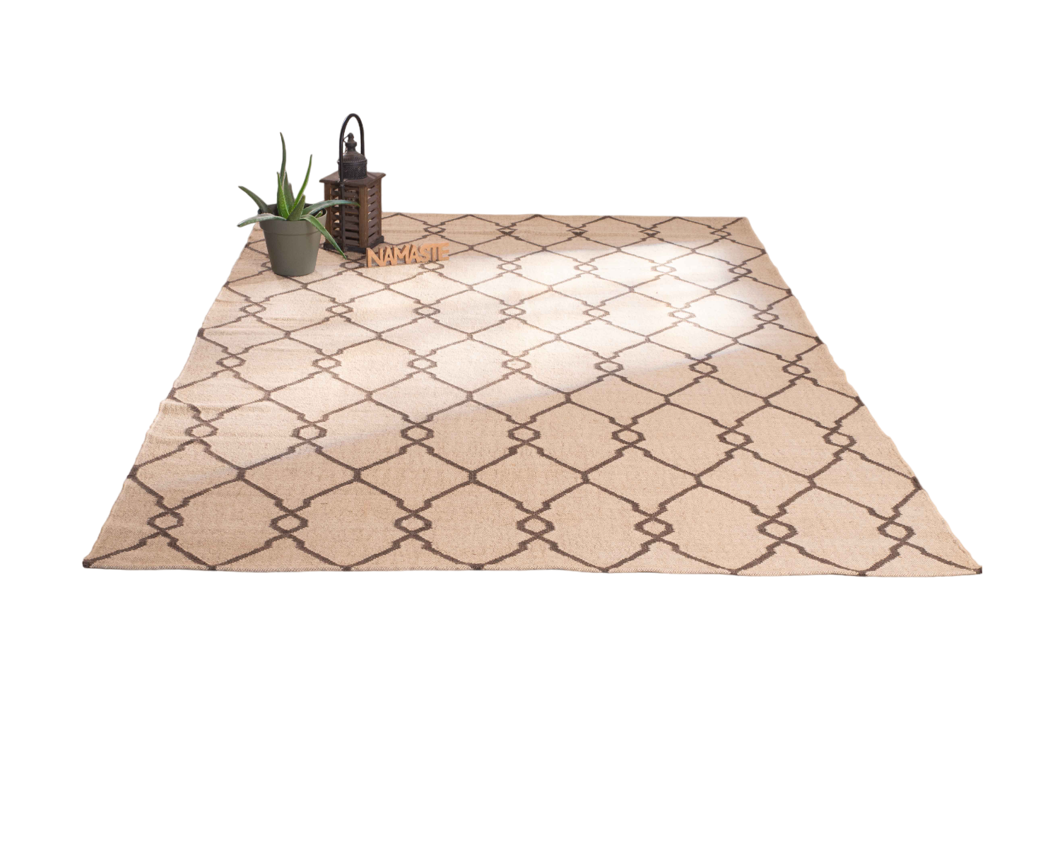 Alfombra kilim beige con motivos bereberes, de lana y yute, modelo «Cocoon», de 120 x 180 cm