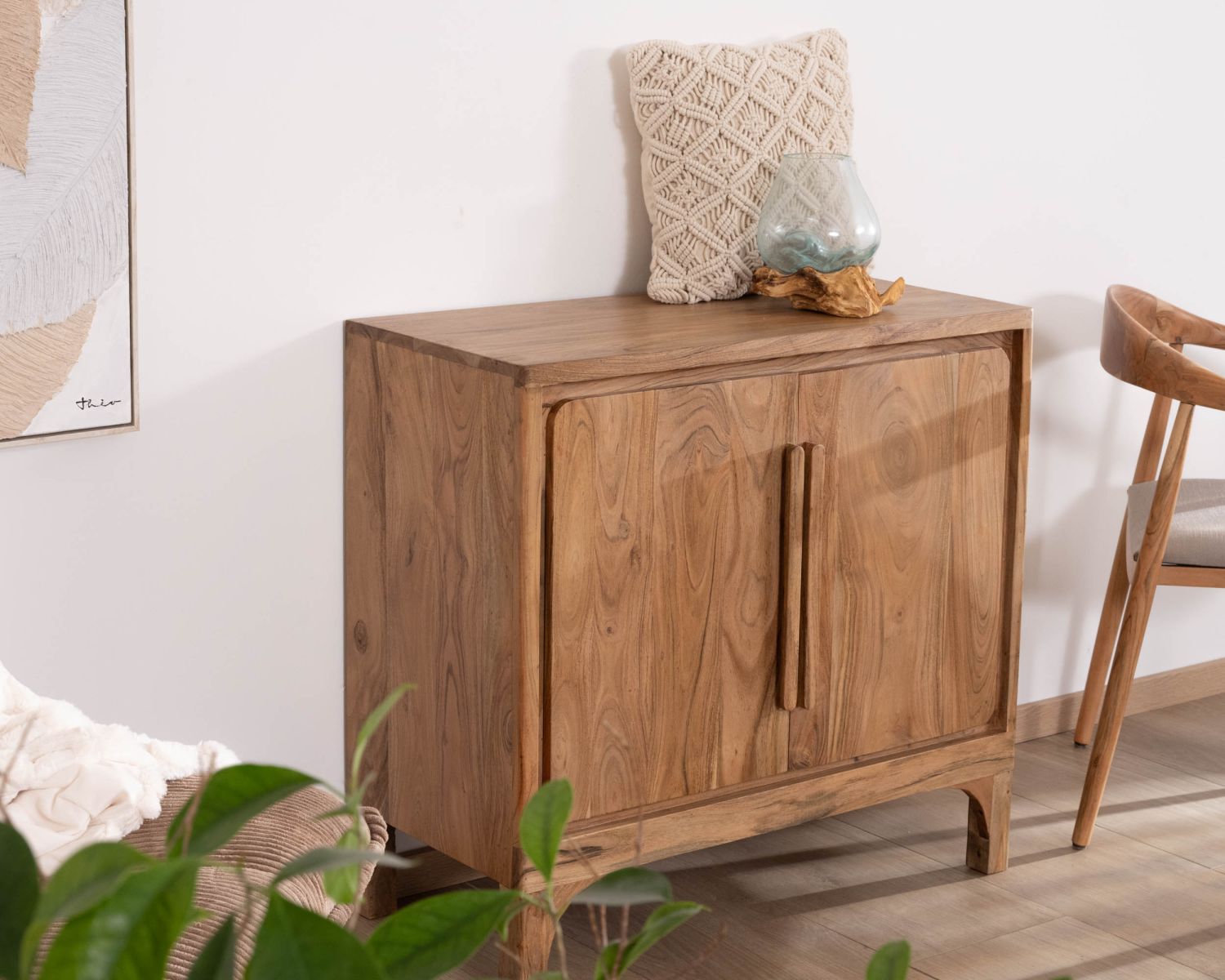 Mueble de almacenamiento pequeño de dos puertas de acacia «Melody»