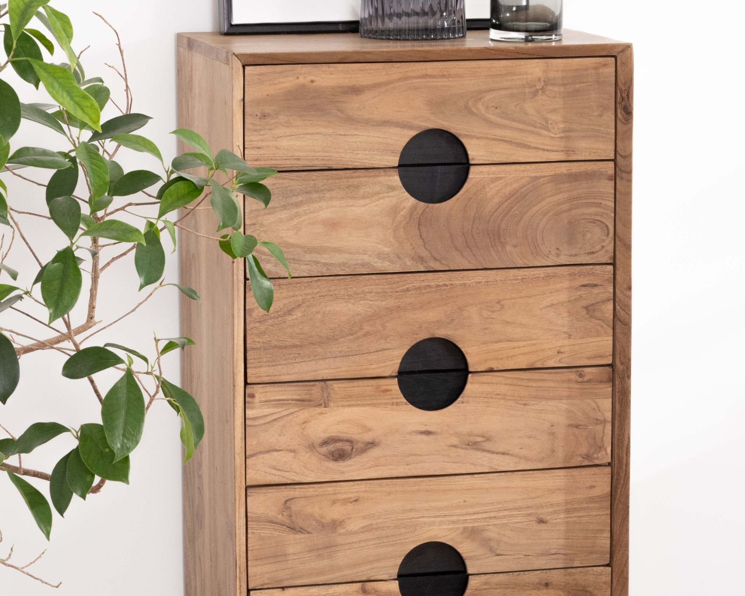 Mueble vertical de acacia con 6 cajones «Spot»
