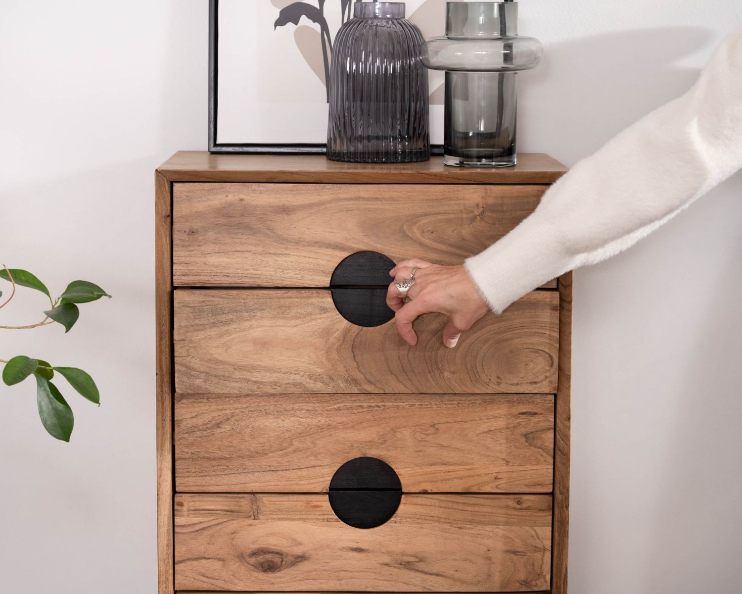 Mueble vertical de acacia con 6 cajones «Spot»