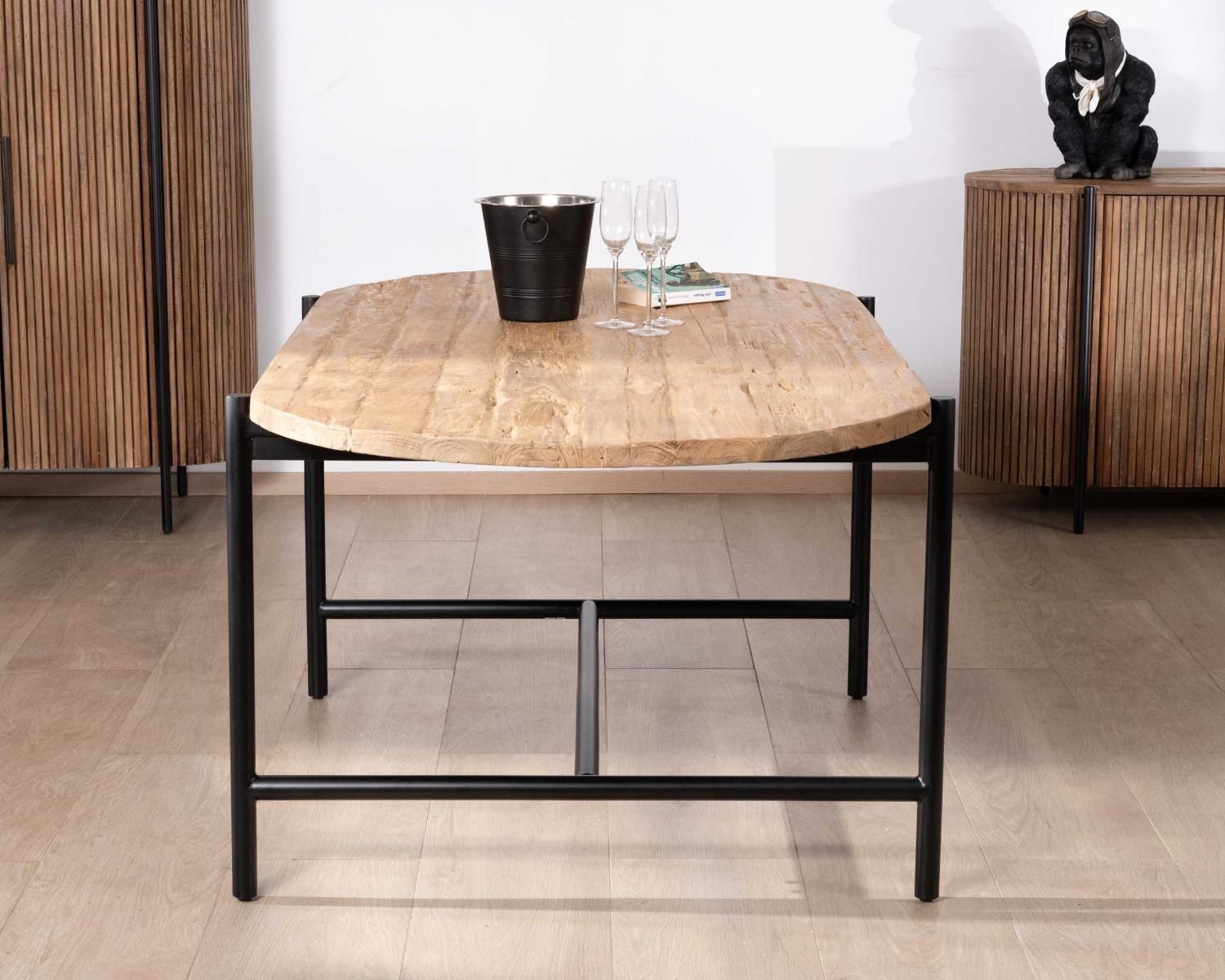 Mesa de comedor vintage de teca y metal «Troms», 200 x 100 cm