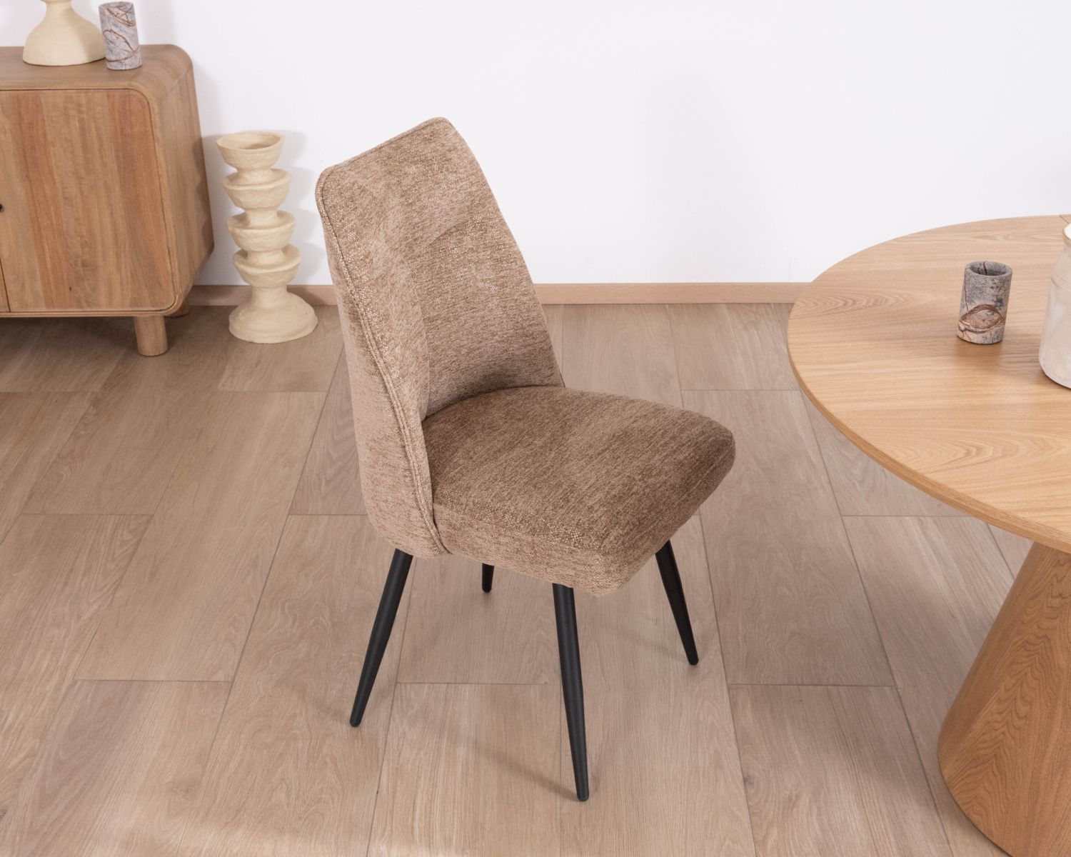 Lote de 2 sillas de comedor contemporáneas, acolchadas con tejido bouclé de color greige «Ondine»