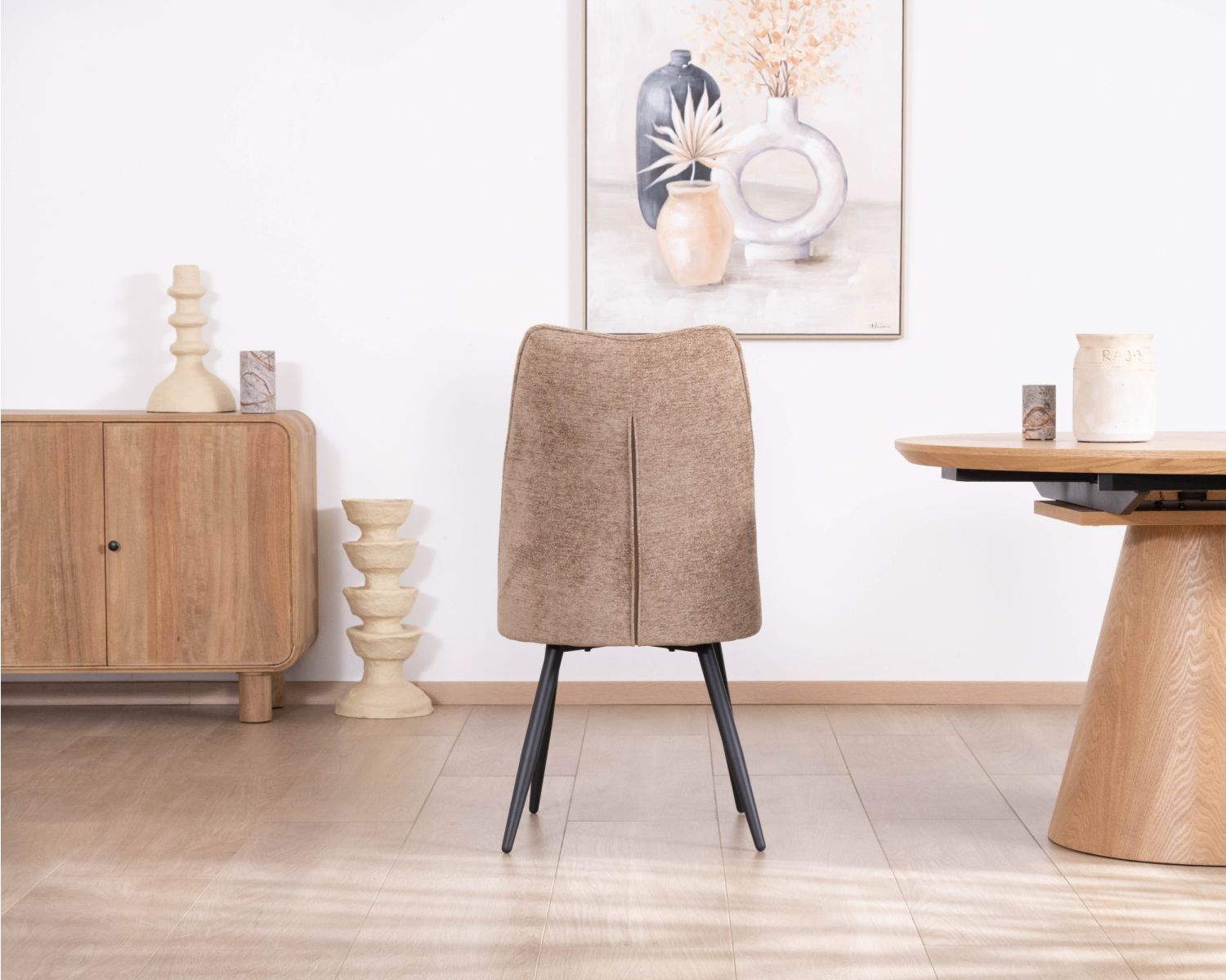 Lote de 2 sillas de comedor contemporáneas, acolchadas con tejido bouclé de color greige «Ondine»