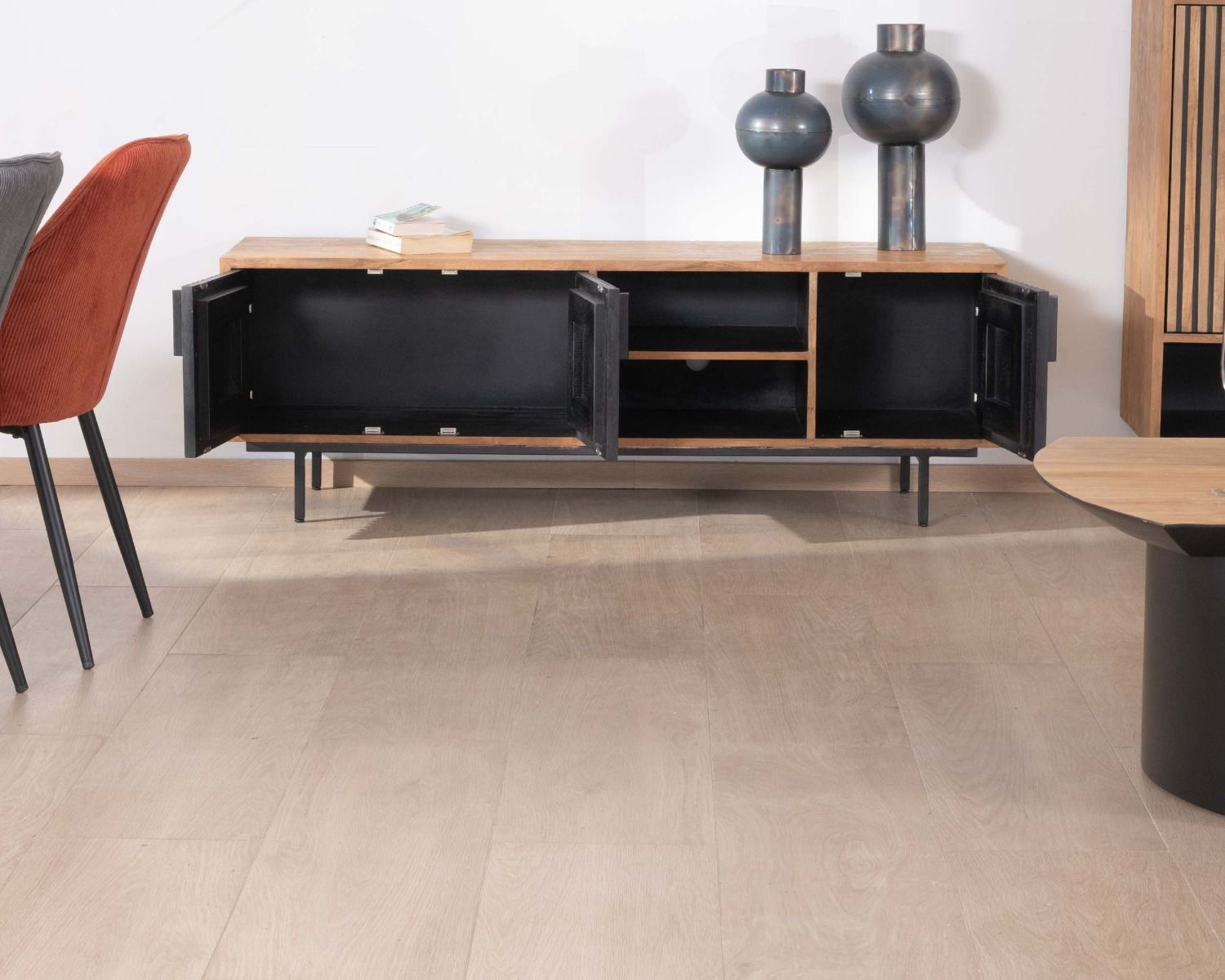 Mueble para la tele de 3 puertas de teca, estilo retro «Opland», 160 cm