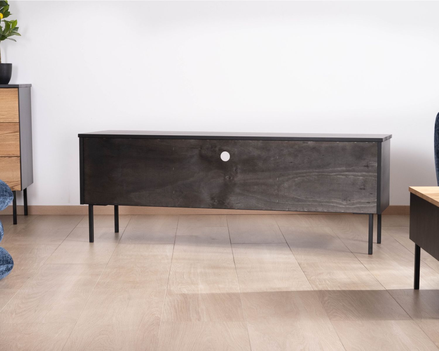 Sofá-vitrina de 160 cm con dos puertas, de madera maciza de fresno aceitada, modelo «Sydney»