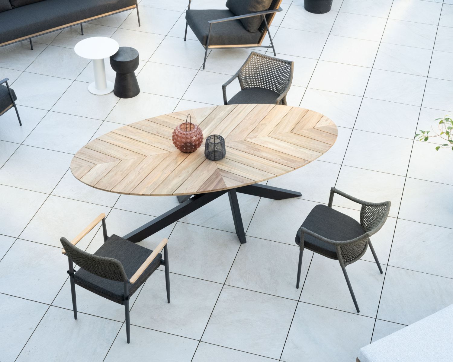 Lote de 2 sillas de jardín envolventes de cuerda trenzada gris oscuro «Chair'ming»