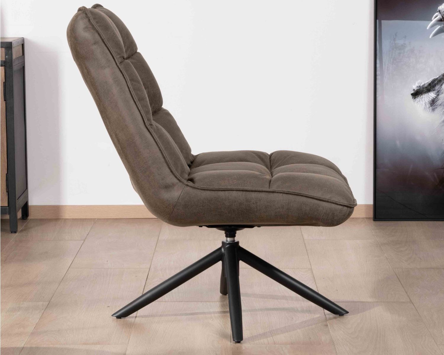 Sillón relax ultracómodo con base giratoria «Grundy» en tejido de microfibra verde caqui