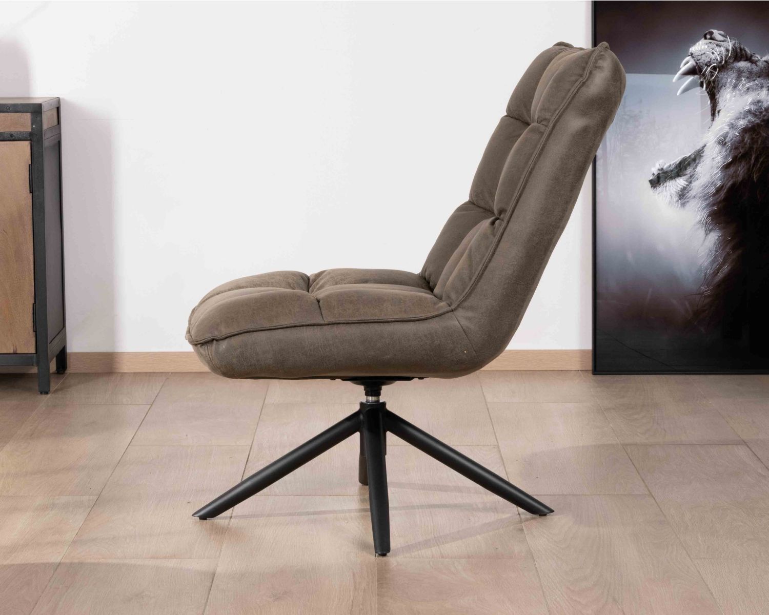 Sillón relax ultracómodo con base giratoria «Grundy» en tejido de microfibra verde caqui