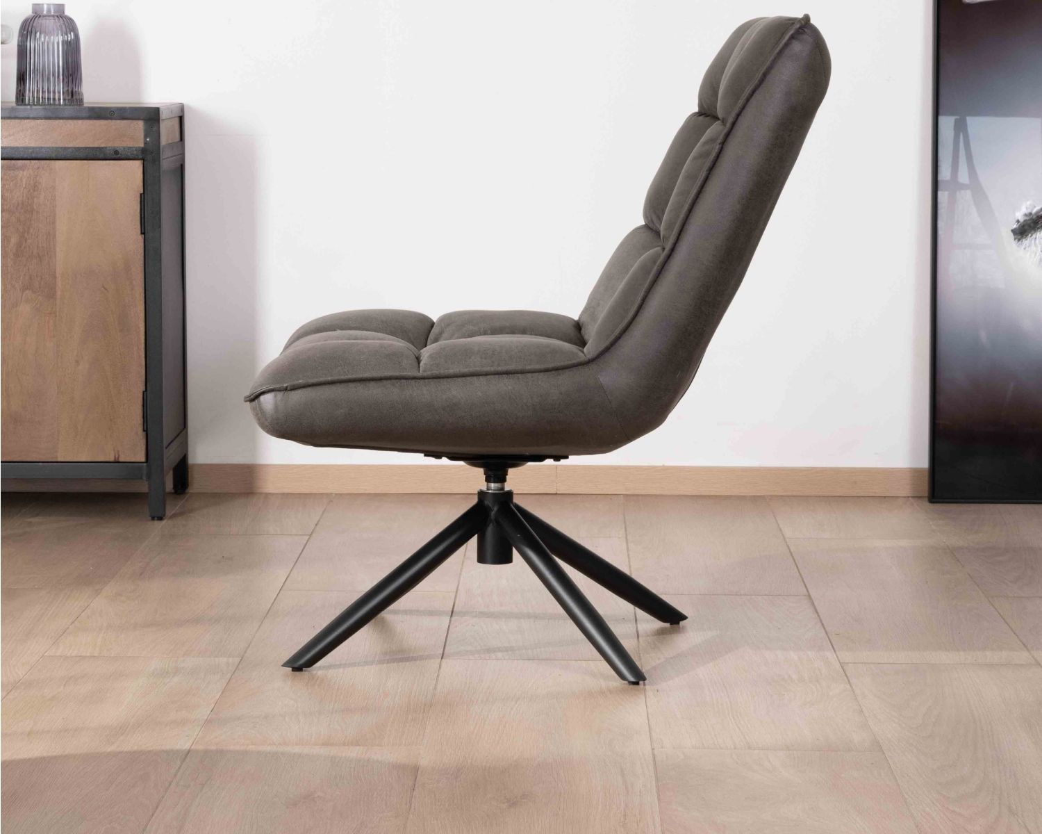 Sillón giratorio ultracómodo de microfibra gris oscuro «Grundy»