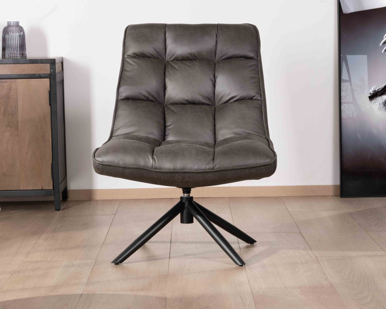 Sillón giratorio ultracómodo de microfibra gris oscuro «Grundy»