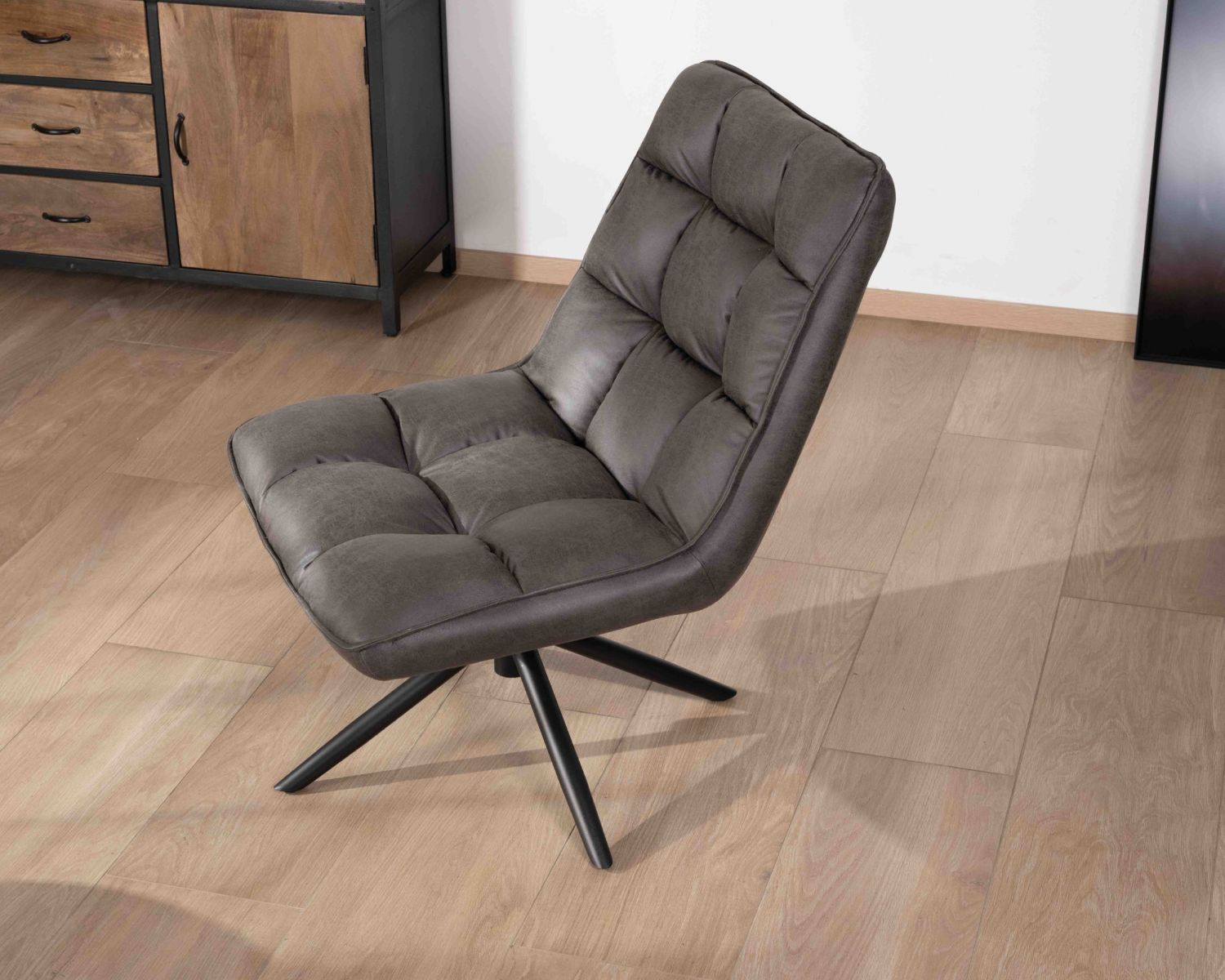 Sillón giratorio ultracómodo de microfibra gris oscuro «Grundy»