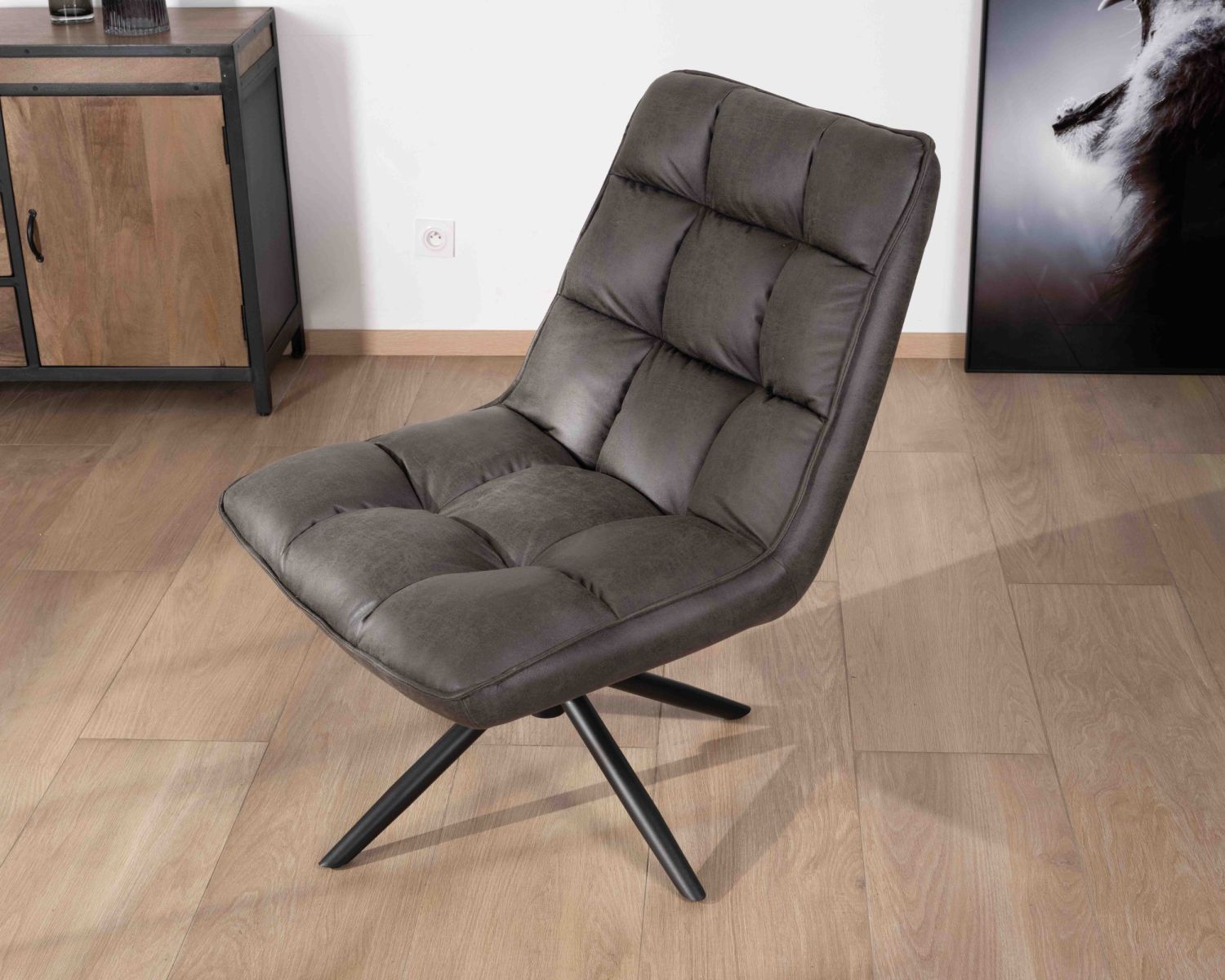 Sillón giratorio ultracómodo de microfibra gris oscuro «Grundy»