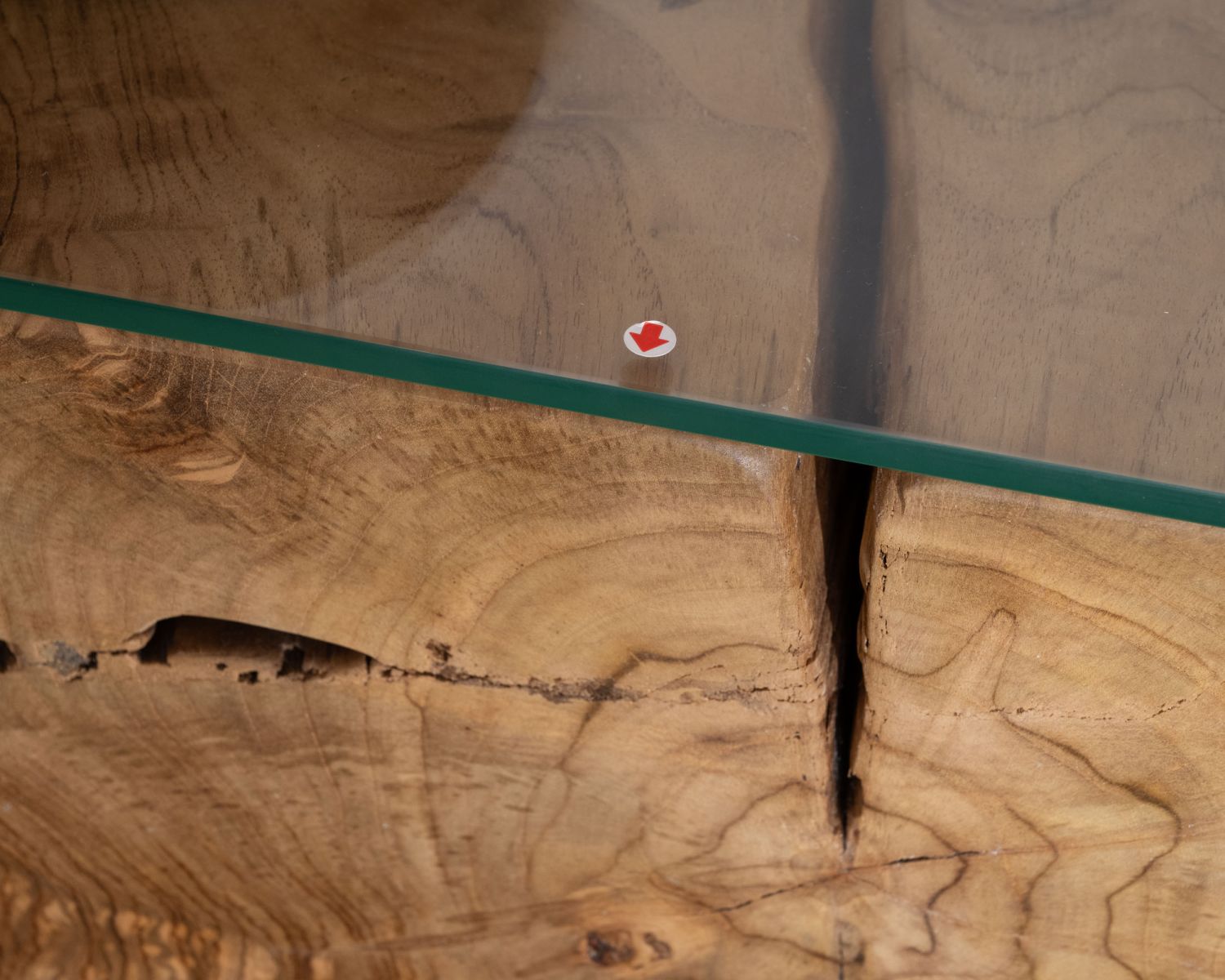 Consola de raíz de teca natural con tablero de cristal «Jungle»