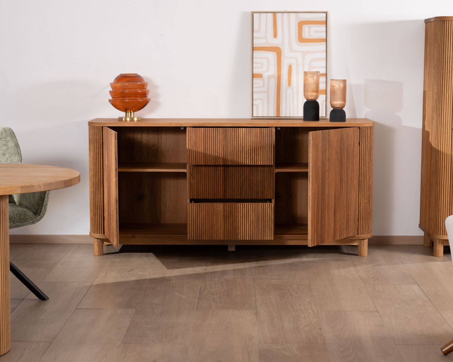 Gran aparador de estilo retro en roble aceitado de 180 cm «Winton»