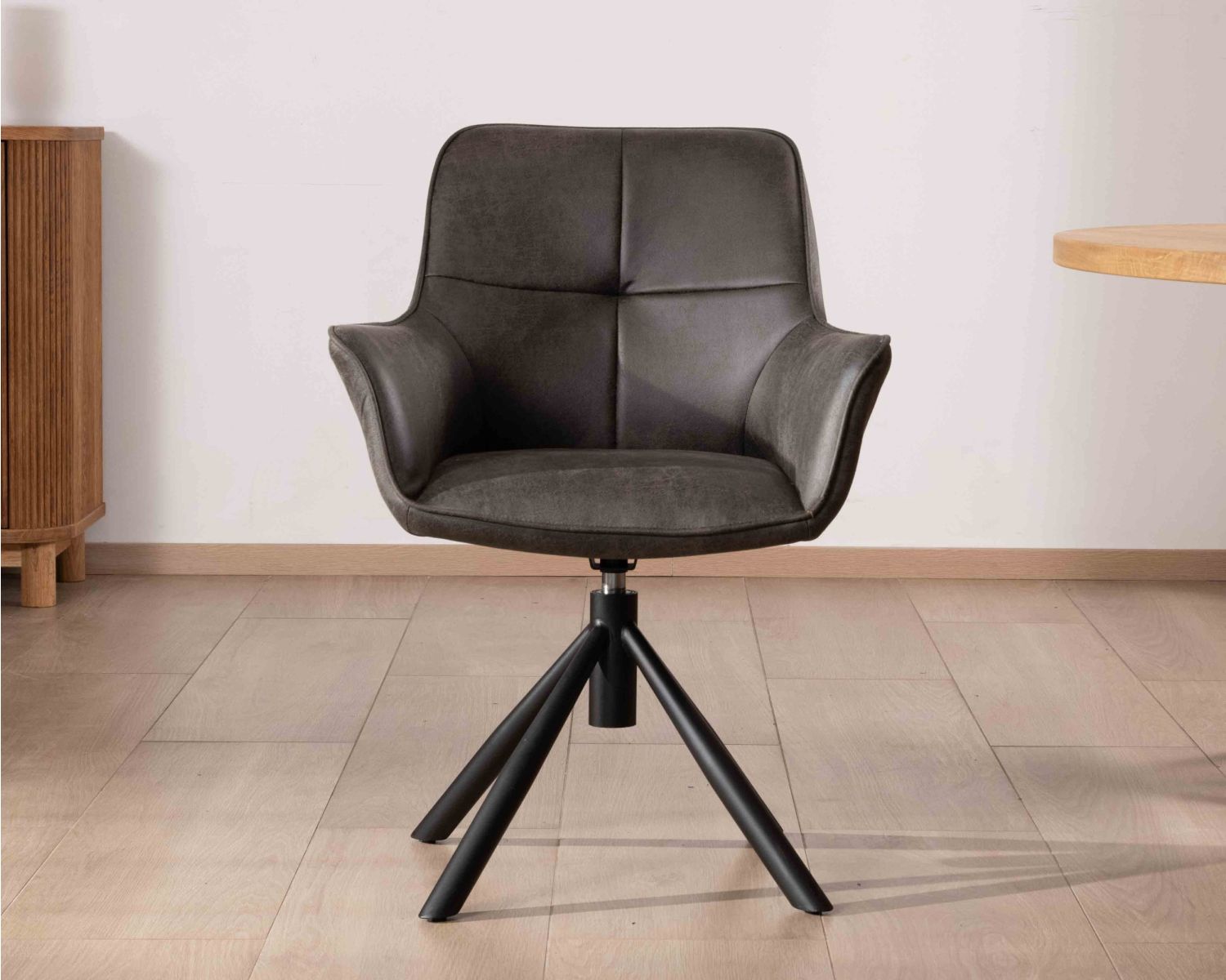 Lote de 2 sillas envolventes con base giratoria «Ritchey», de microfibra gris