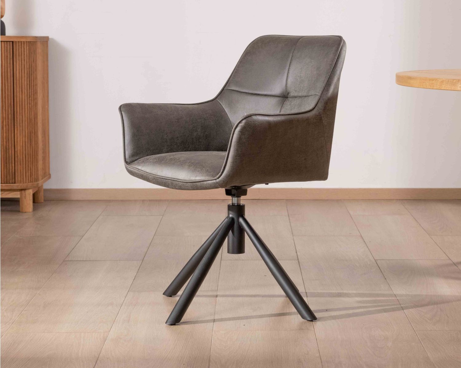 Lote de 2 sillas envolventes con base giratoria «Ritchey», de microfibra gris