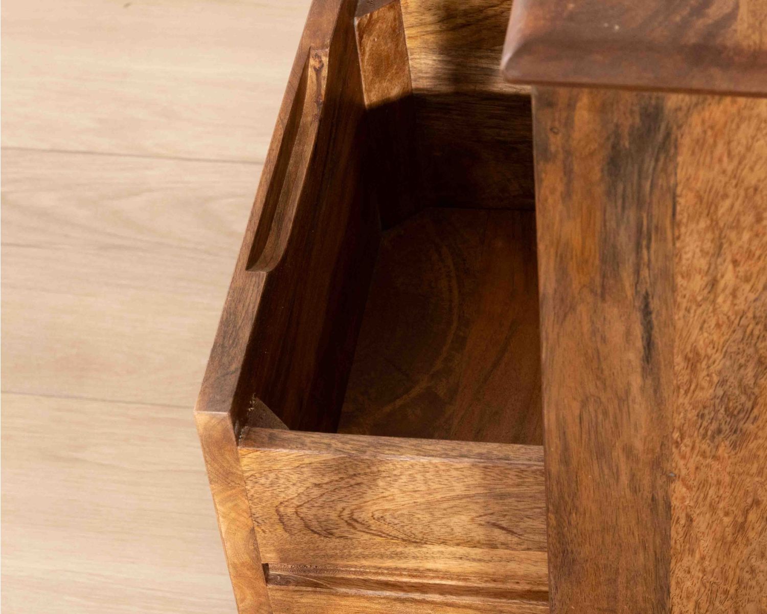 Mueble bajo lavabo suspendido de 90 cm «Bulle» en madera de mango oscuro