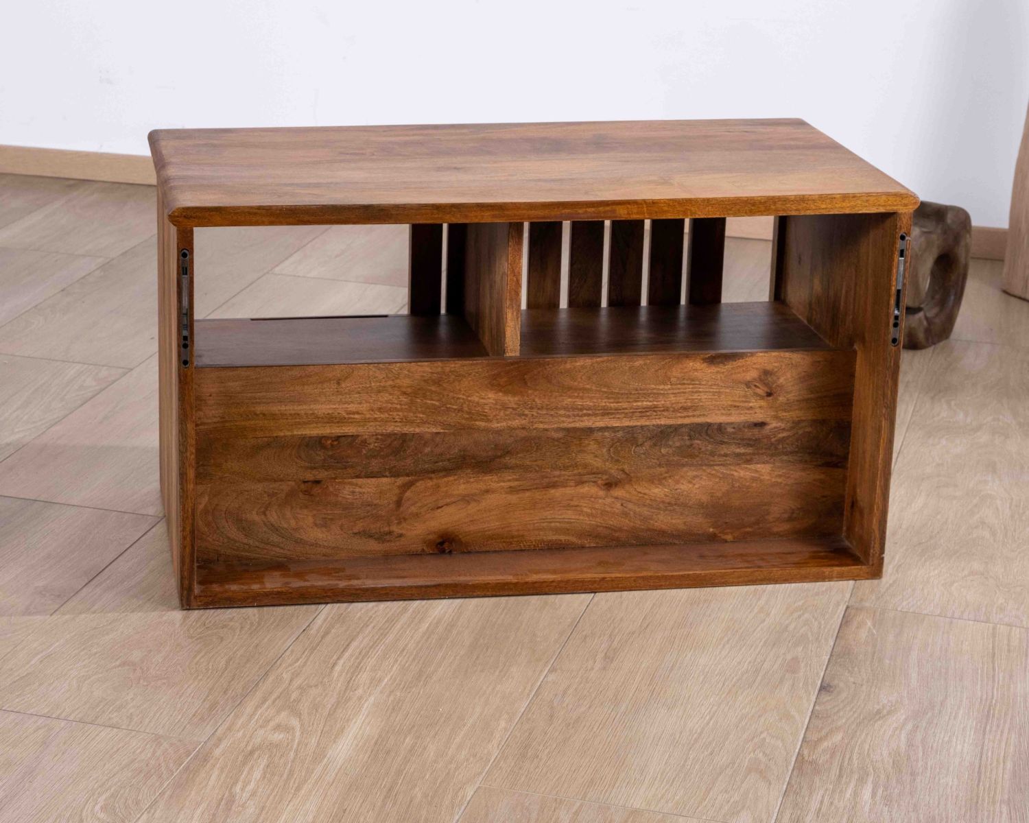 Mueble bajo lavabo suspendido de 90 cm «Bulle» en madera de mango oscuro