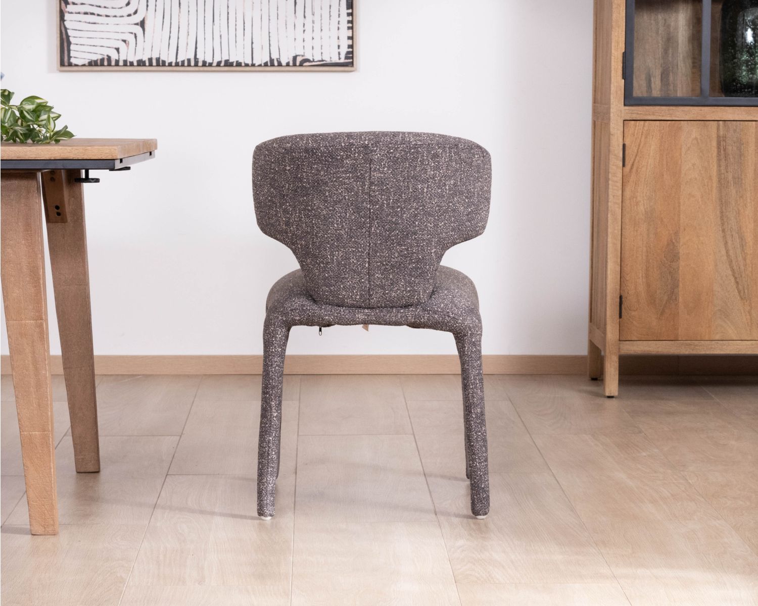 Lote de 2 sillas de tela jaspeada en gris oscuro «Milano», con tapizado integral de estilo de diseño